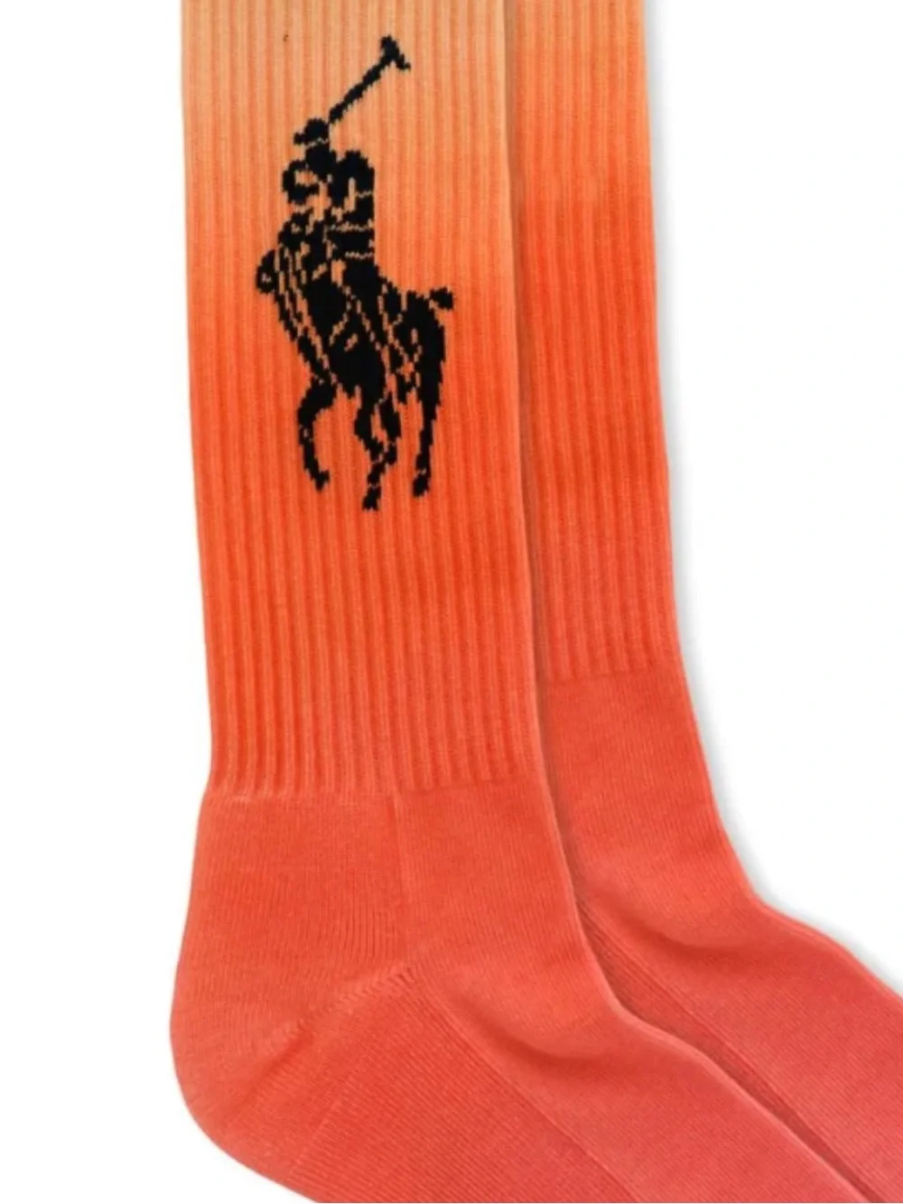 🆕 POLO Ralph Lauren Large Pony Crew Socks Orange Pink Gradient Dip Dye RARE NWT